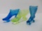 Three roller skate glass shoes, two 6
