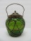 Lovely Austrian Art Nouveau art glass biscuit jar, 7 1/2
