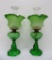 Pair of vintage oil lamps with ornate shades, 11