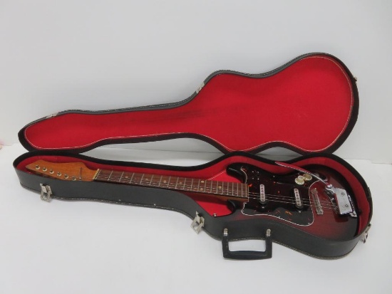 Vintage Electric guitar with case, attributed to Teisco Japan, 38"