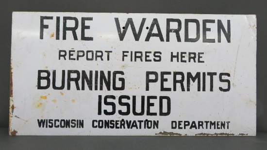 Fire Warden metal sign, Burning Permit sign, 24" x 12"