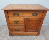 Oak three drawer commode