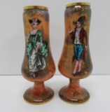 Two lovely diminutive 19 century French limoge enameled vases, 3 1/2