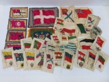 About 43 cigarette felts and silks, flags