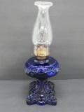 Cobalt Princess Feather oil lamp, 18