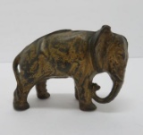 Cast iron elephant still bank, 4 1/2