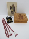 Native American lot with box, print and bead work