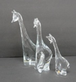 Three piece crystal giraffe family, made in Sweden