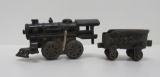 Cast iron wind up train and coal car, works