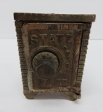 Cast iron State Safe still bank, combination, ornate casting, 2 1/2