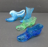 Four Glass shoes slippers, green and blue, 3