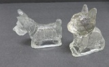 Two dog glass candy containers, 4