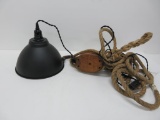 Upscaled wooden pulley light, Fun pendant light with vintage pulley