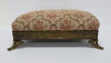 Metal frame footstool with tapestry top, 9
