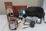 Three vintage movie cameras with cases, 8 mm and 16mm