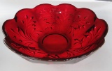 Fostoria bowl, red, 10 1/2