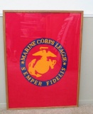 Marine Corp Semper Fi, Felt framed piece, 37