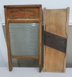 National glass washboard #865 and wood kraut cutter, no slider box with cutter