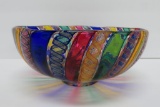 Venetian glass bowl, artist signed Bergam, 7 3/4