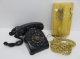 Two vintage rotary phones, table top and wall mount, Bell and Western Electric