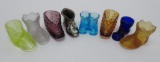 Nine vintage glass bootie shoes, about 4