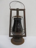 Dietz Victor lantern, red globe, surface rust noted