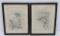Two pencil sketched brewery pictures, skull and drunkard 8 1/2
