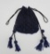 Cobalt glass microbead purse, cinch bag, 6