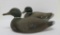 Two paper mache mallard duck decoys, Ariduk and unmarked with wood bottom