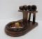 Four vintage pipes and pipe stand with ashtray