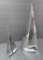 Two Chrome Metal sailing ship sculptures, 8