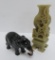 Oriental Soap stone carving and metal elephant