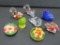 Small art glass animals, birds, horse, paperweight, turtle and frog