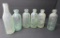 Six aqua green Milwaukee bottles, Graf, Hustings, Kornburger, 6 1/2