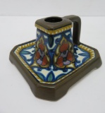 Gouda Art Pottery candlestick, 3 1/2