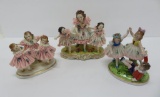 Three German Dresden style Ring Around the Rosie lace figurines, 4