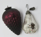 Midwest Kugel large grape ornament and mercury glass style pear ornament