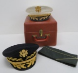 Three Brigadier General's Dress Hats with carrying case, General Buker