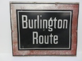 Burlington Route, railroad metal sign, 30
