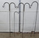 Four metal shepherd hooks, plant hooks, 48