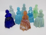 Eight Vintage Rosso Art glass Charlotte figurines, 4 1/2