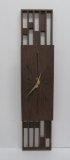 MCM wall clock, plastic wood grain, works, 6