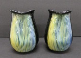 Pair of Western Germany MCM retro pottery vases, 9111, 5 1/2