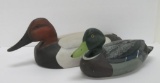 Two wooden Duck decoys, mallard and head head