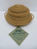 Sassard Bros Wiregrass Palmetto Basket with label, 5 1/2