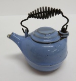 Miniature enamel cast iron tea kettle, Erie Ware The Best, 2 1/4