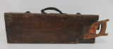 Oak vintage tool box and saw carrier, 28