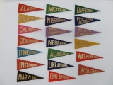 20 miniature state felt pennants, 6