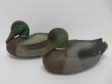 Two fibre mache Mallard Duck decoys, one is Carry Lite, 13