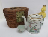 Fitted Tea set in basket and Sprinkle Plenty Laundry shaker